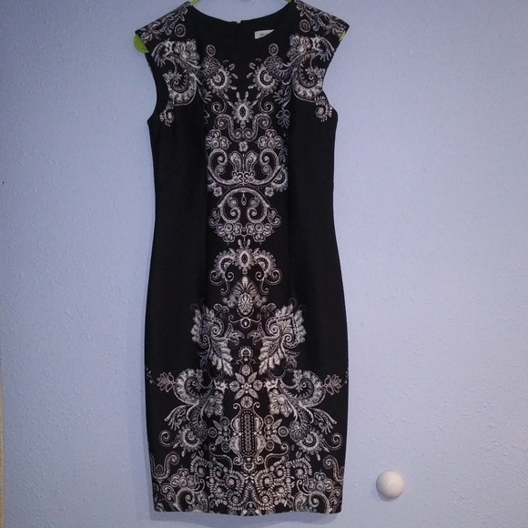 B / W Sheath Printed Design Dress 6 Liz Claiborne - Picture 3 of 8